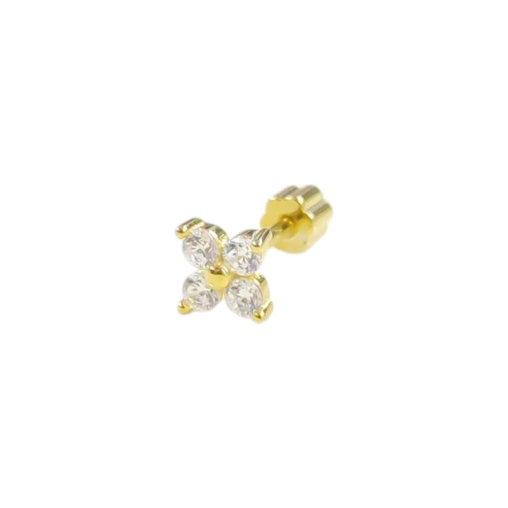 DÖRT TAŞLI ÇİÇEK GÜMÜŞ TRAGUS PIERCING