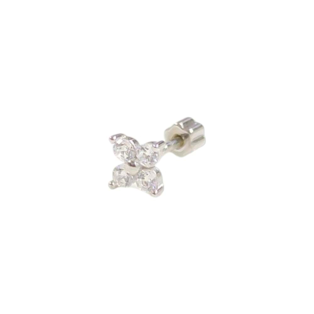 DÖRT TAŞLI ÇİÇEK GÜMÜŞ TRAGUS PIERCING