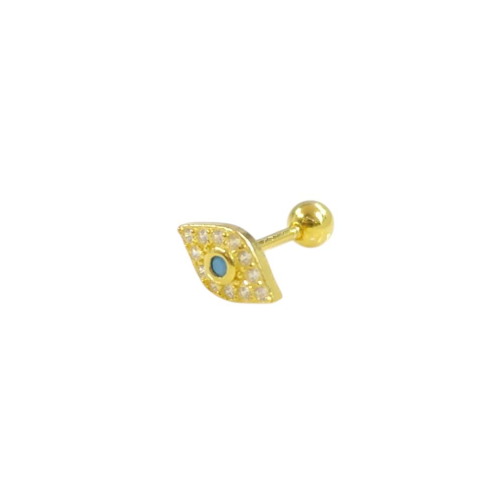 MAVİ GÖZ GÜMÜŞ TRAGUS PIERCING - ALTIN SARI