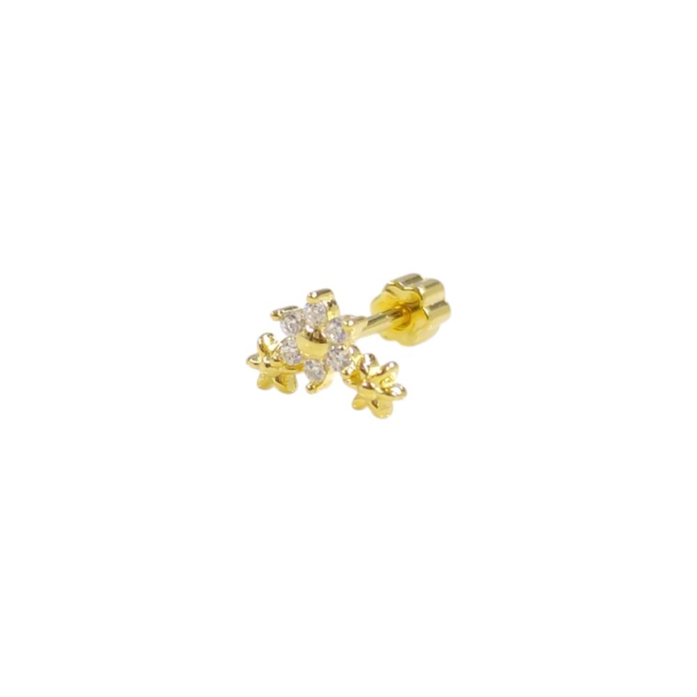 ÜÇLÜ ÇİÇEK GÜMÜŞ TRAGUS PIERCING