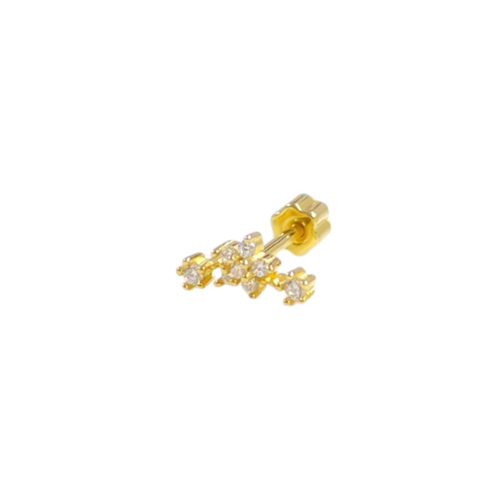 ÇITIR ÇİÇEK GÜMÜŞ TRAGUS PIERCING - ALTIN SARI