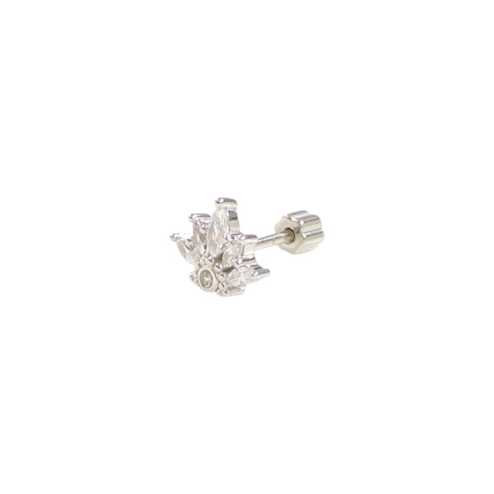 TAÇ GÜMÜŞ TRAGUS PIERCING - RODYUM BEYAZ