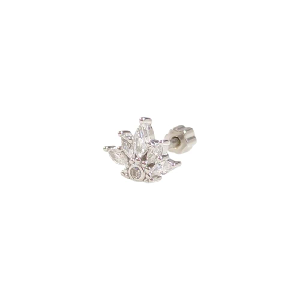 TAÇ GÜMÜŞ TRAGUS PIERCING - RODYUM BEYAZ