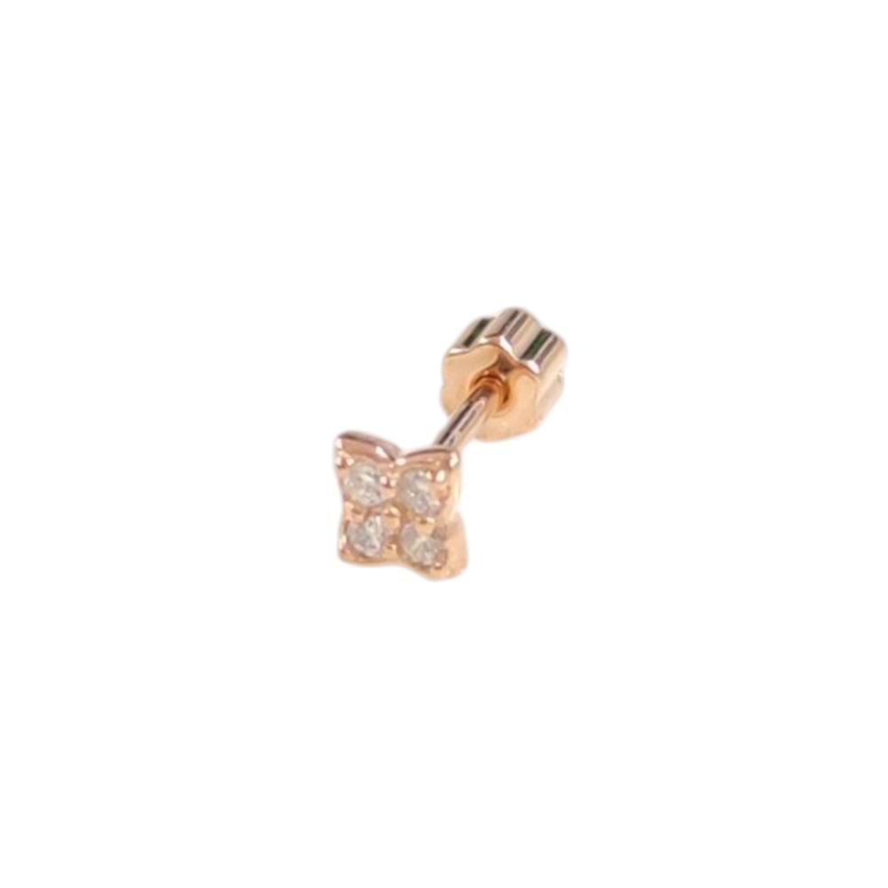 KÖŞELİ ÇİÇEK GÜMÜŞ TRAGUS PIERCING - ROSE BAKIR