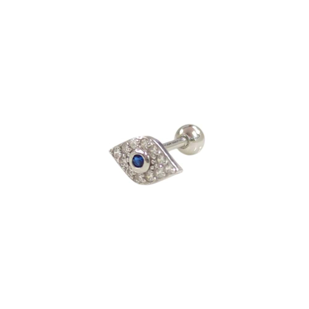 LACİ GÖZ GÜMÜŞ TRAGUS PIERCING - RODYUM BEYAZ