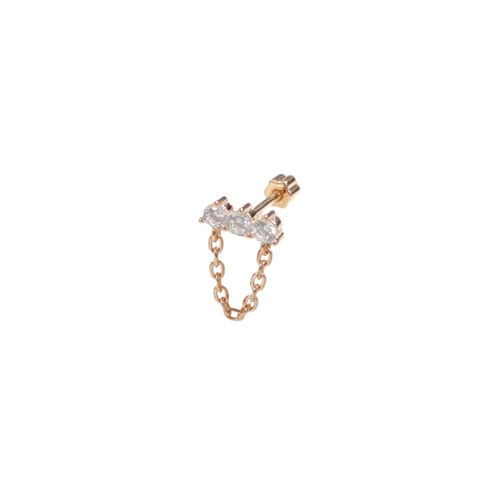 SALLANTILI ÜÇ TAŞ GÜMÜŞ TRAGUS PIERCING