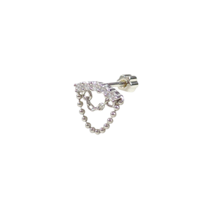 SALLANTILI SIRATAŞ GÜMÜŞ TRAGUS PIERCING - RODYUM BEYAZ