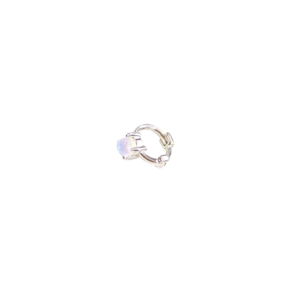 YANAR DÖNER HALKA GÜMÜŞ TRAGUS PIERCING - RODYUM BEYAZ