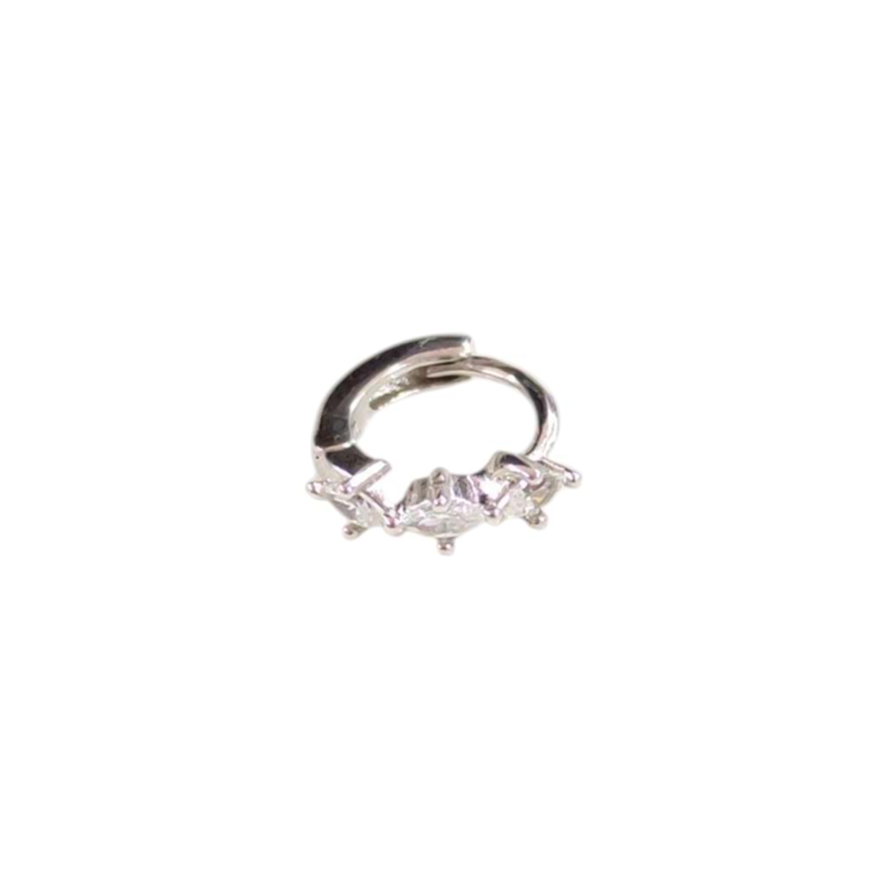MEKİK SU YOLU HALKA GÜMÜŞ TRAGUS PIERCING - RODYUM BEYAZ