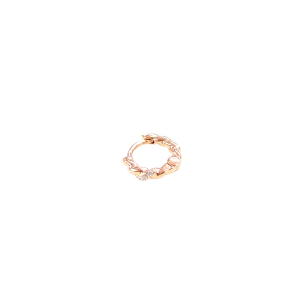 7 MM TAŞLI BURGU HALKA GÜMÜŞ TRAGUS PIERCING - ROSE BAKIR