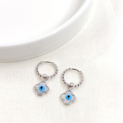 İTHAL SEDEF NAZAR BONCUKLU 12 MM GÜMÜŞ HALKA KÜPE