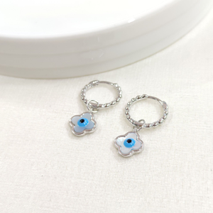 İTHAL SEDEF NAZAR BONCUKLU 12 MM GÜMÜŞ HALKA KÜPE