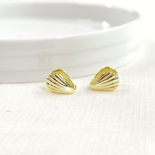 İTHAL MİDYE MİNİ GÜMÜŞ HALKA KÜPE - ALTIN SARI