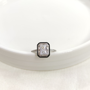 İTHAL SİYAH MİNELİ ZİRKON BAGET GÜMÜŞ YÜZÜK - 15