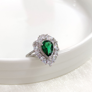 İTHAL ZÜMRÜT ZİRKON DAMLA GÜMÜŞ YÜZÜK - 20
