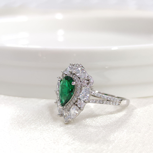 İTHAL ZÜMRÜT ZİRKON DAMLA GÜMÜŞ YÜZÜK - 20