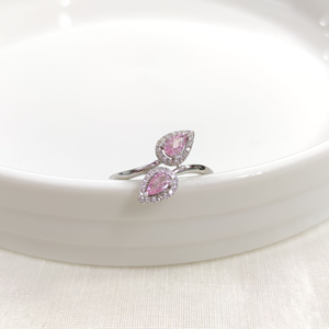 İTHAL ÇAPRAZ DAMLA PEMBE ZİRKON MİNİ GÜMÜŞ YÜZÜK - 15