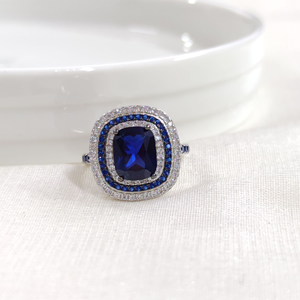 İTHAL SAFİR ZİRKON BAGET GÜMÜŞ YÜZÜK - 15