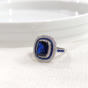 İTHAL SAFİR ZİRKON BAGET GÜMÜŞ YÜZÜK - 15