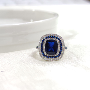 İTHAL SAFİR ZİRKON BAGET GÜMÜŞ YÜZÜK - 15