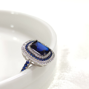 İTHAL SAFİR ZİRKON BAGET GÜMÜŞ YÜZÜK - 15