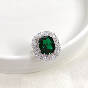 İTHAL ZÜMRÜT ZİRKON BAGET GÜMÜŞ YÜZÜK - 15