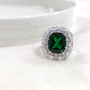 İTHAL ZÜMRÜT ZİRKON BAGET GÜMÜŞ YÜZÜK - 15