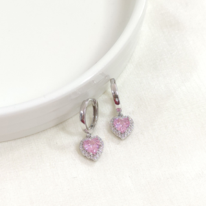 PEMBE KALP HALKA GÜMÜŞ KÜPE