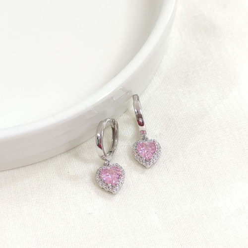 PEMBE KALP HALKA GÜMÜŞ KÜPE