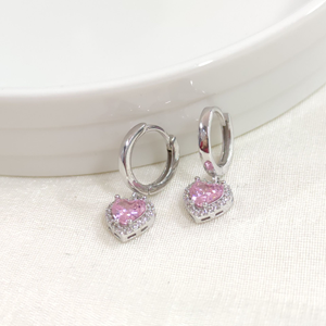 PEMBE KALP HALKA GÜMÜŞ KÜPE