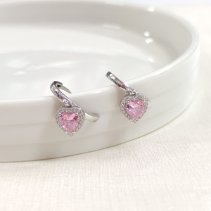 PEMBE KALP HALKA GÜMÜŞ KÜPE