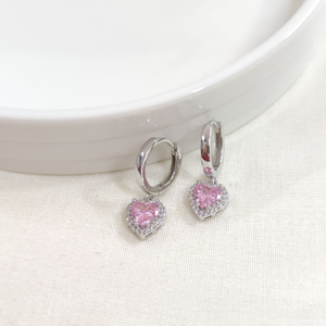 PEMBE KALP HALKA GÜMÜŞ KÜPE