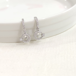 AY YILDIZ 10 MM HALKA GÜMÜŞ KÜPE - RODYUM BEYAZ