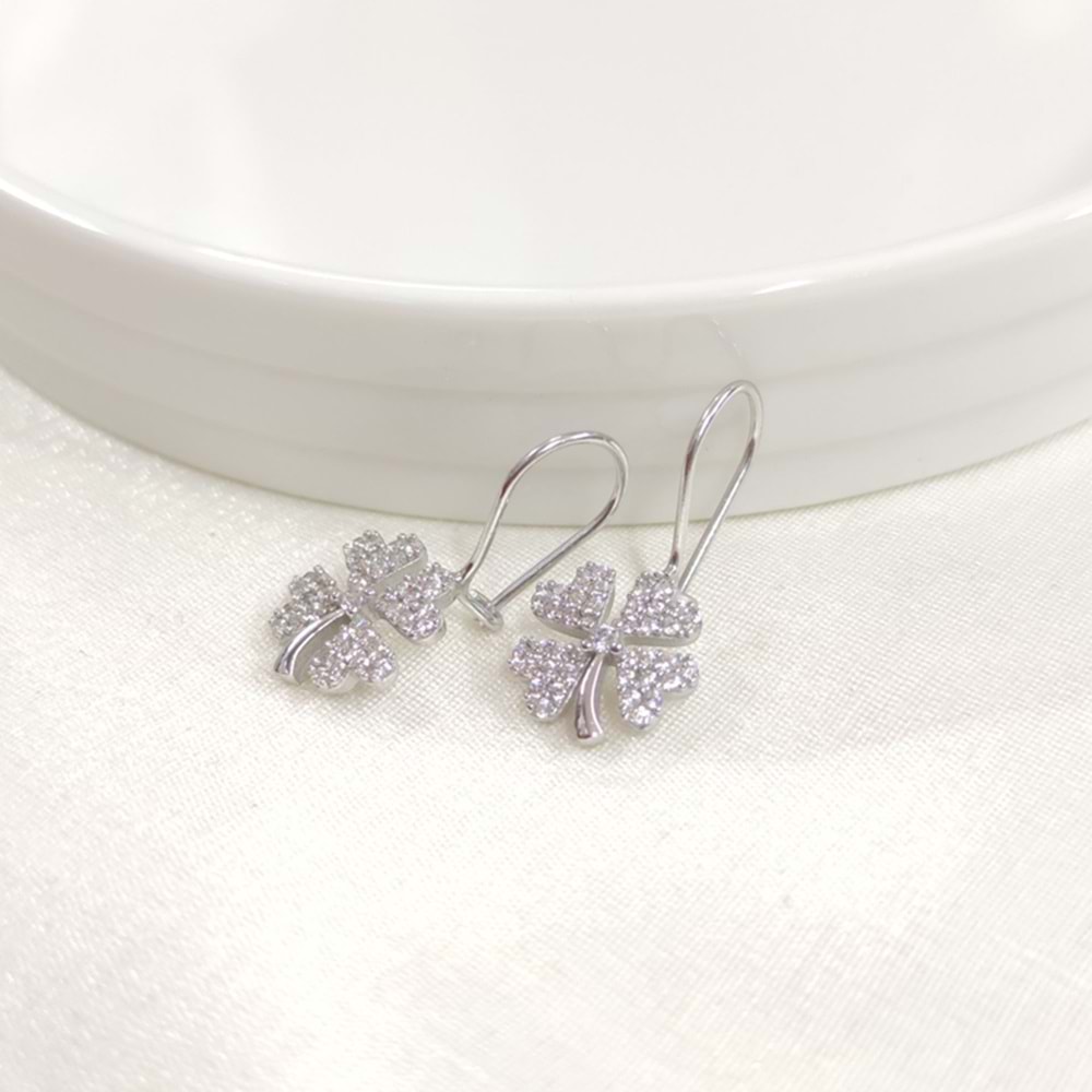 SALLANTILI YONCA GÜMÜŞ KÜPE - RODYUM BEYAZ