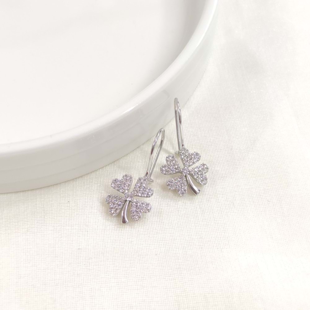 SALLANTILI YONCA GÜMÜŞ KÜPE - RODYUM BEYAZ