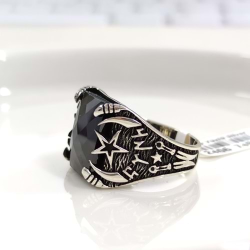 TÜRK YAZILI AY YILDIZ GÜMÜŞ ERKEK YÜZÜK