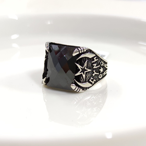 TÜRK YAZILI AY YILDIZ GÜMÜŞ ERKEK YÜZÜK