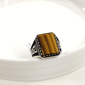 DÖRTGEN KAPLAN GÖZÜ GÜMÜŞ ERKEK YÜZÜK