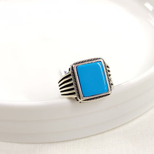 TURKUAZ TAŞLI GÜMÜŞ ERKEK YÜZÜK