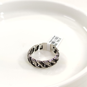 7 MM GÜMÜŞ BOMBELİ DESENLİ OKSİTLİ ALYANS YÜZÜK