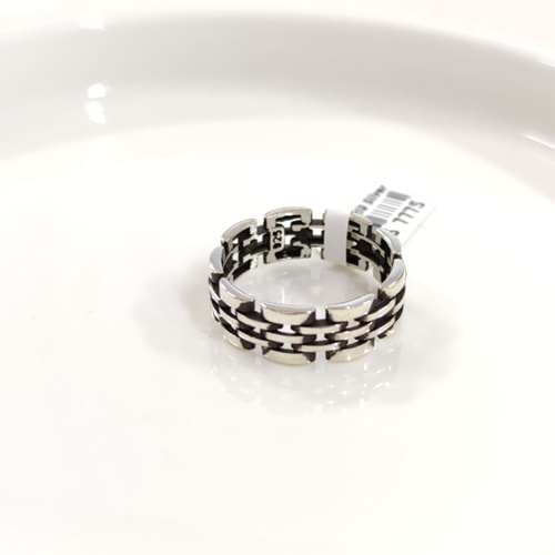 7,40 MM GÜMÜŞ DESENLİ OKSİTLİ ALYANS YÜZÜK - 24