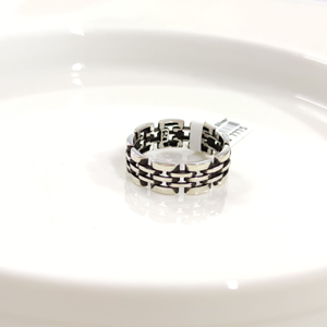 7,40 MM GÜMÜŞ DESENLİ OKSİTLİ ALYANS YÜZÜK - 24