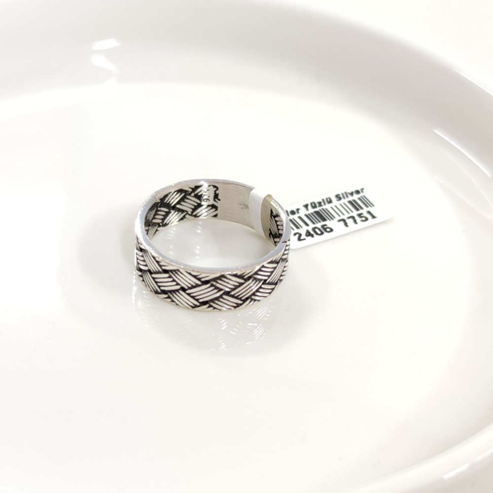 7,70 MM GÜMÜŞ ÖRGÜ DESENLİ OKSİTLİ ALYANS YÜZÜK - 28