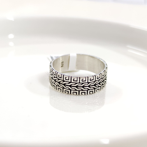 8 MM GÜMÜŞ DESENLİ OKSİTLİ ALYANS YÜZÜK - 28