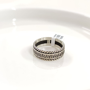 7,40 MM GÜMÜŞ DESENLİ OKSİTLİ ALYANS YÜZÜK - 22