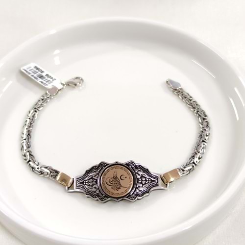 5,5 MM KRAL ZİNCİRLİ TUĞRA ERKEK BİLEKLİK 20 CM