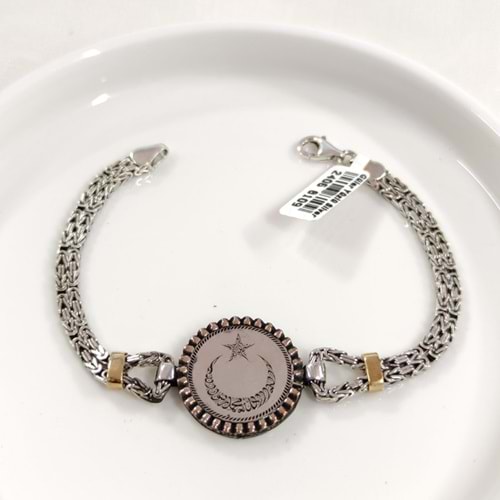 2,5 MM KRAL ZİNCİRLİ DESENLİ AY YILDIZ ERKEK BİLEKLİK 20 CM