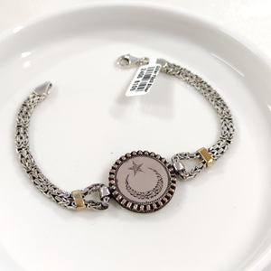 2,5 MM KRAL ZİNCİRLİ DESENLİ AY YILDIZ ERKEK BİLEKLİK 20 CM