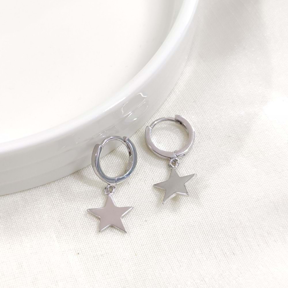 İTHAL YILDIZ 10 MM HALKA GÜMÜŞ KÜPE