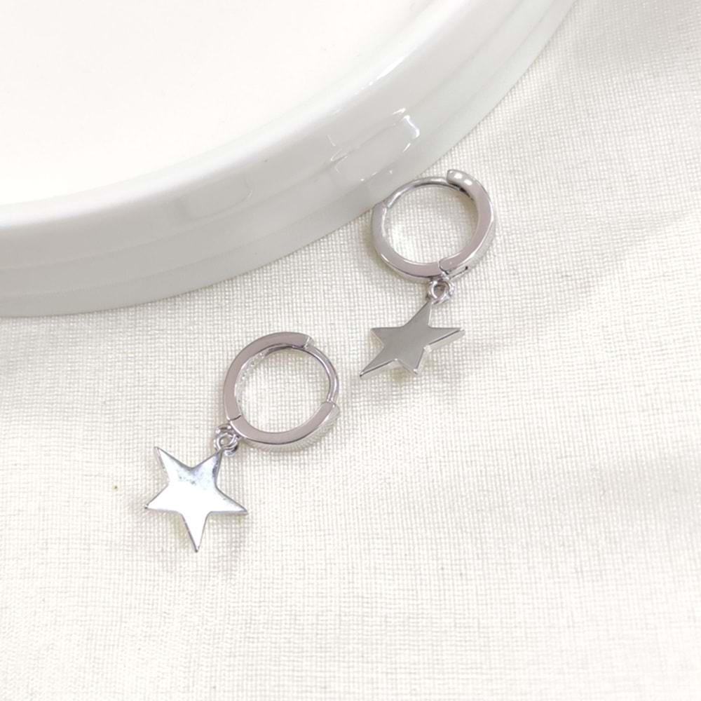 İTHAL YILDIZ 10 MM HALKA GÜMÜŞ KÜPE